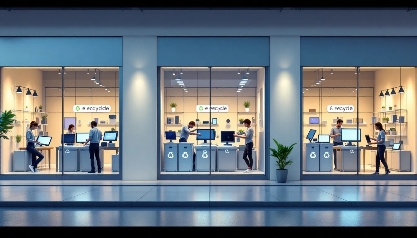 他の家電量販店でのブラウン管モニター処分の様子。複数の店舗が並んでいる。