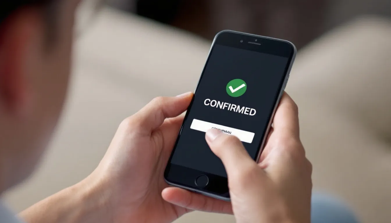 スマートフォンを使って、ヤマダデンキのアプリで確認画面を操作している様子が描かれています。画面には退会手続きやポイントカードの情報が表示され、利用者が手続きを進めていることがわかります。