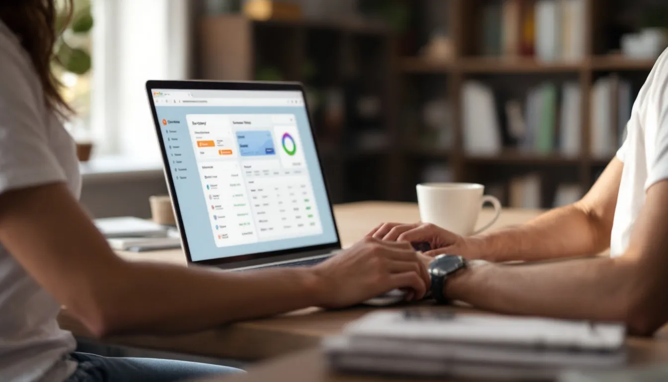 パソコンでオンラインバンキングを利用している人が、暗証番号を入力している様子が描かれています。画面には、さまざまな金融サービスのメニューが表示されており、セキュリティコードやカード番号の確認が必要な手続きが進行中です。