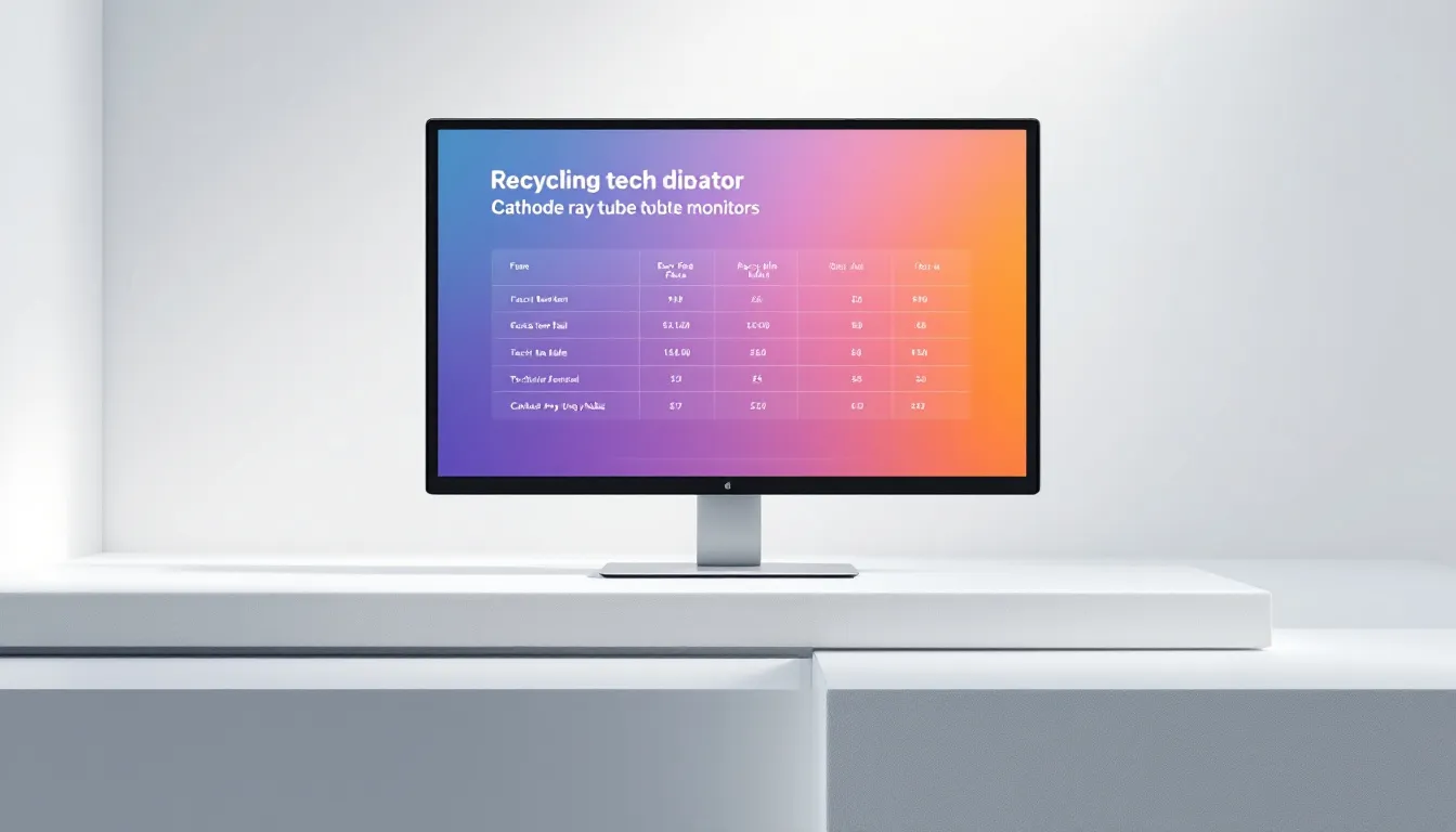 ブラウン管モニターのリサイクル料金についての説明。料金表が掲示されている。